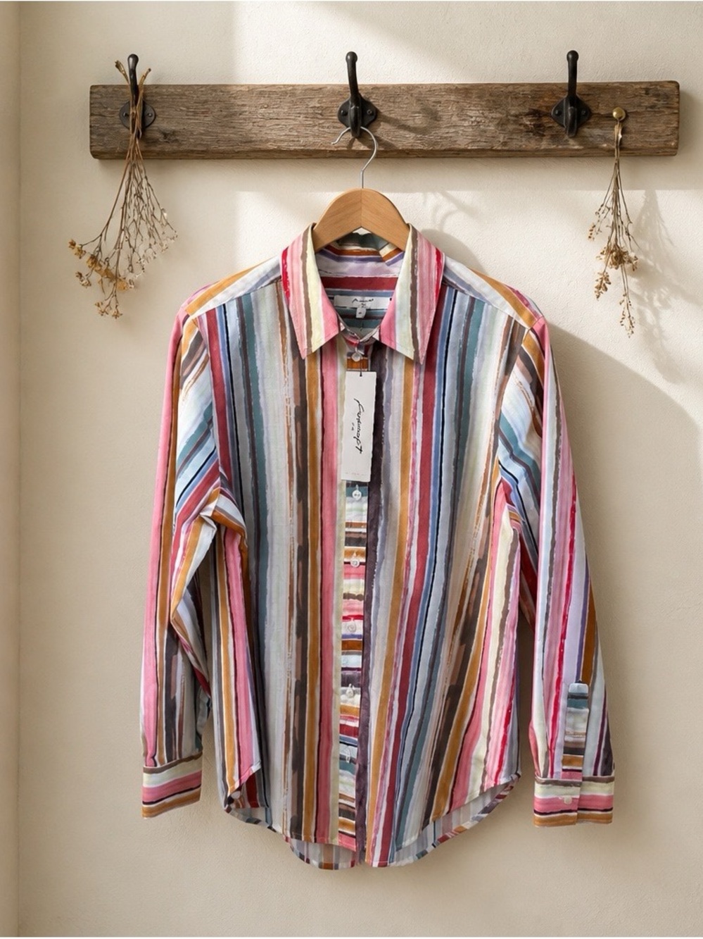 Foxcroft NYC Women Watercolor Non-iron Button Down Shirt - medium (NWT)